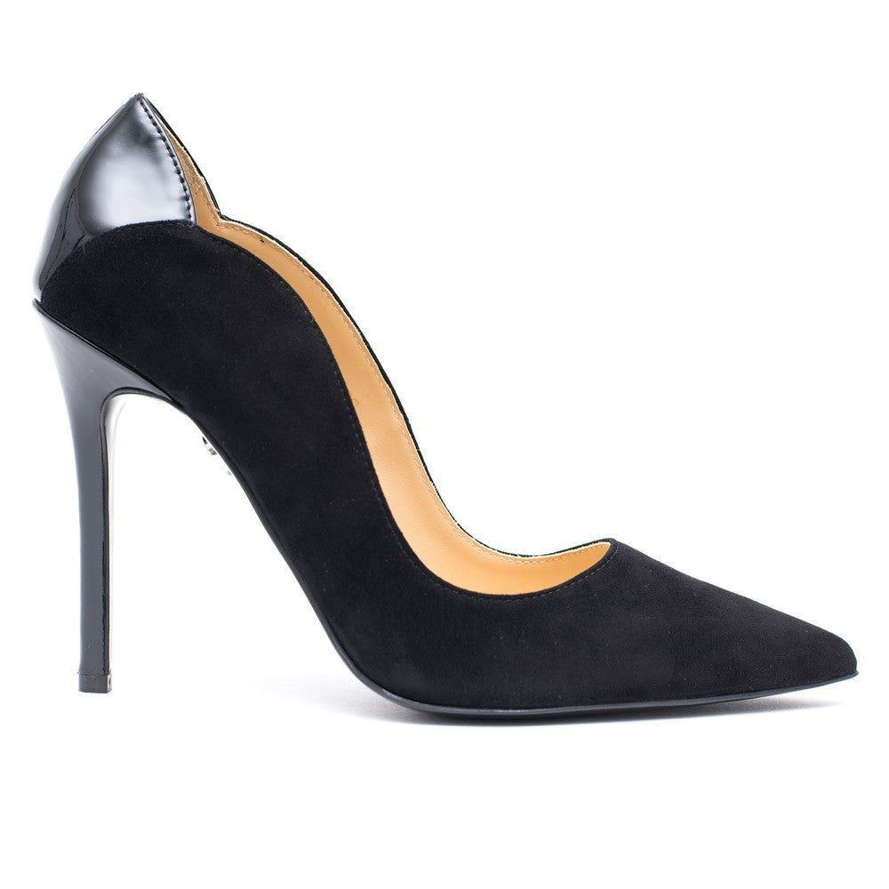 Pantofi dama Guban 1247 piele velur negru/lac negru