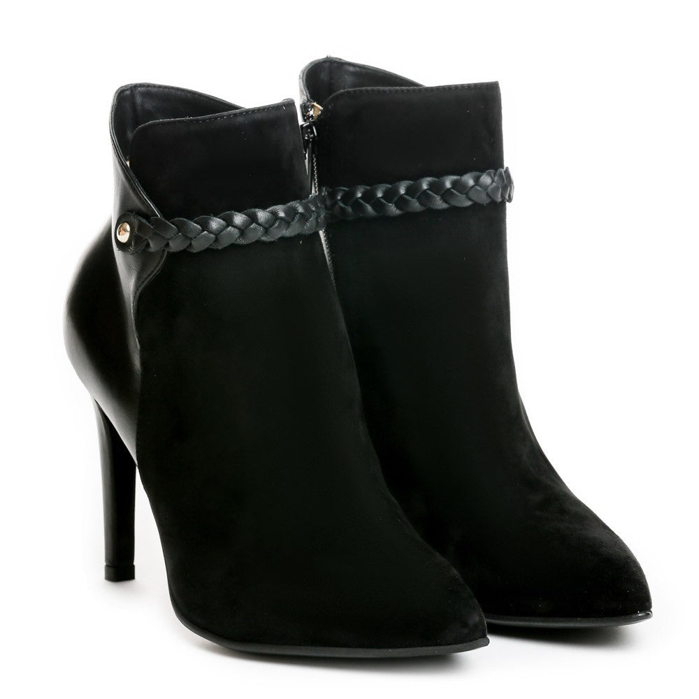 Botine dama Guban 1107/C nappa negru/ velur negru