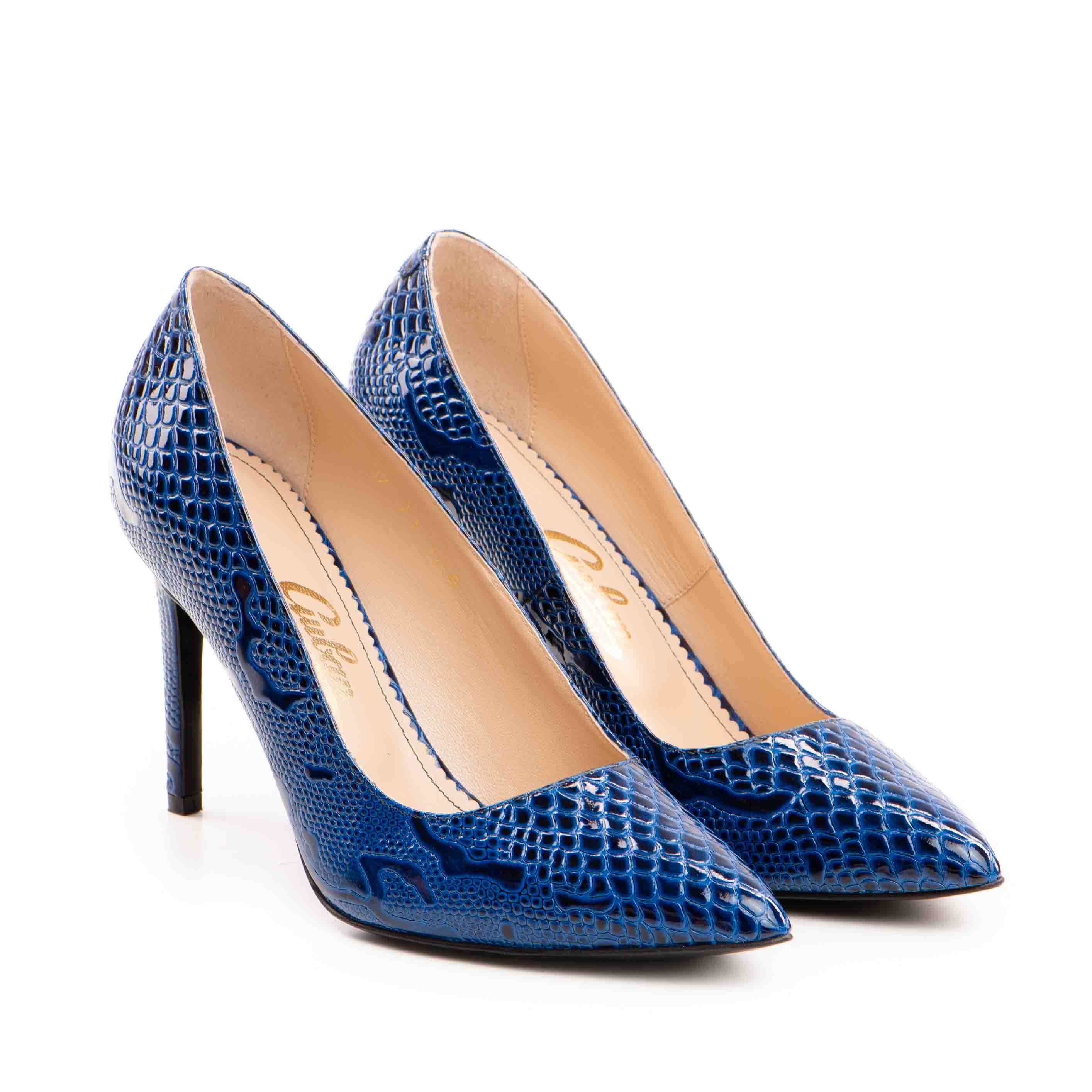 Pantofi dama Guban model 1206 piele animal print albastru