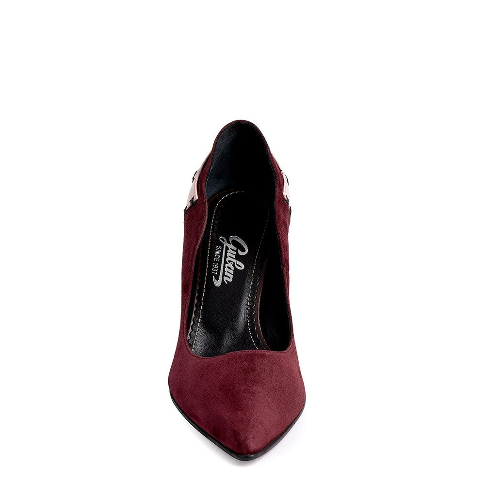 Pantofi dama Guban model 1528 piele velur bordo - nappa roz