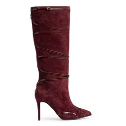 Cizme dama Guban model 1529 velur bordo-lac bordo