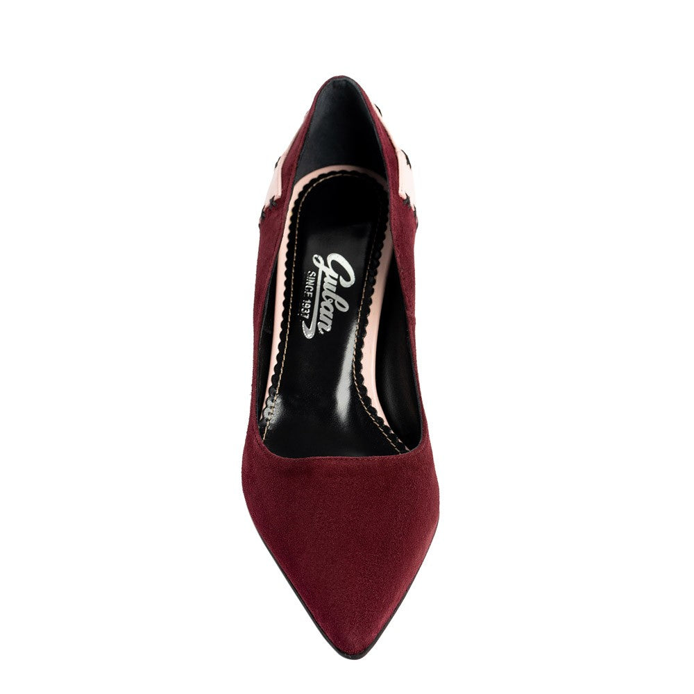 Pantofi dama Guban model 1534 piele velur bordo - nappa roz