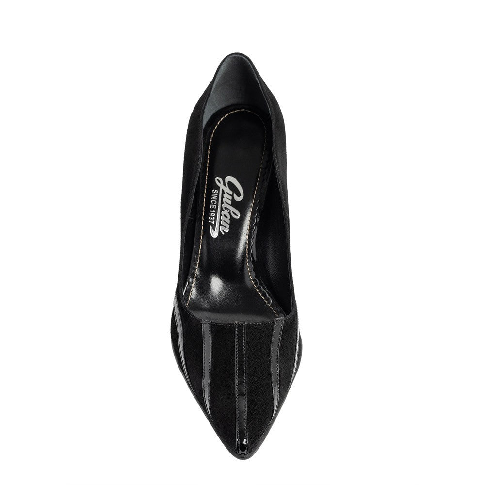 Pantofi dama Guban model 1532 piele velur negru - lac negru