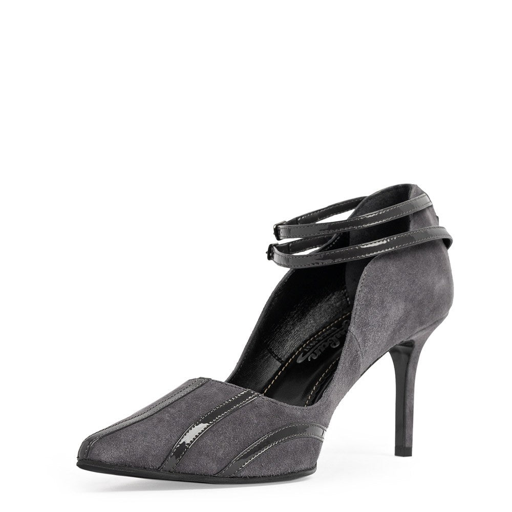 Pantofi dama Guban model 1527 piele velur gri - lac gri