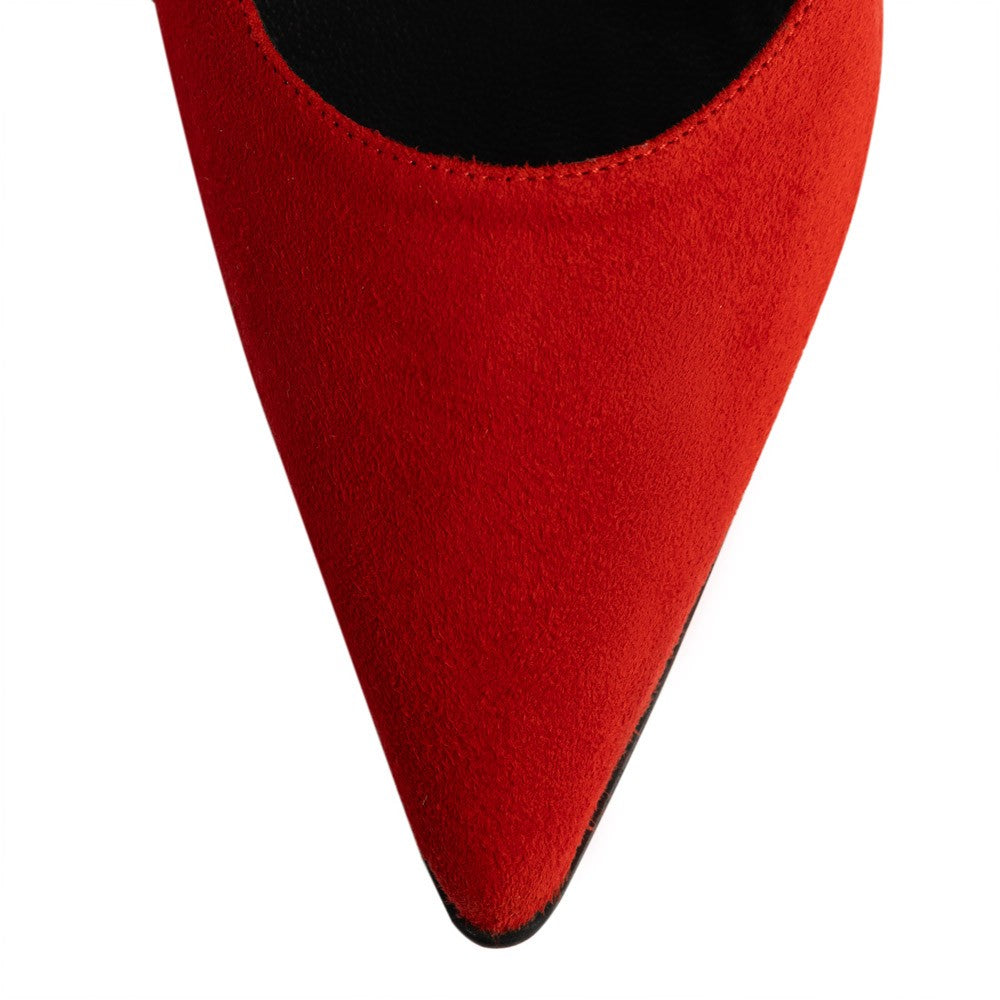 Pantofi dama Guban model 1531 piele velur rosu