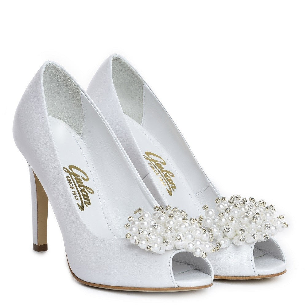 Pantofi mirese Guban 1298 nappa alb perlat