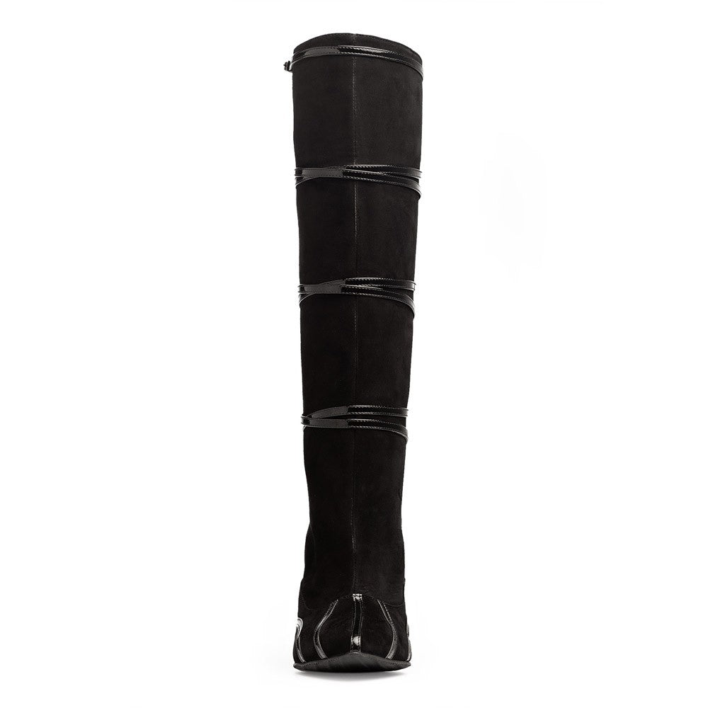Cizme dama Guban model 1529 velur negru-lac negru