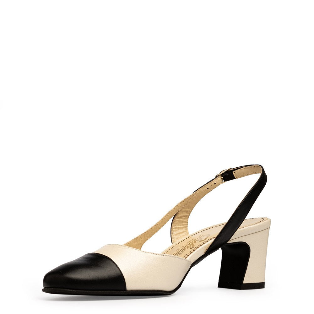 Pantofi dama Guban model 3639 piele nappa crem/nappa negru