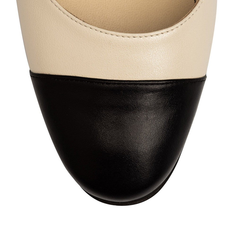 Pantofi dama Guban model 3639 piele nappa crem/nappa negru