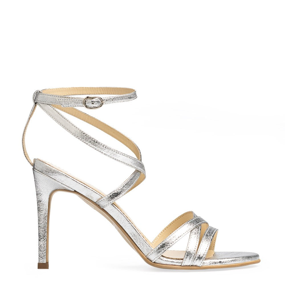 Sandale dama Guban model 1433 nappa kristal argintiu