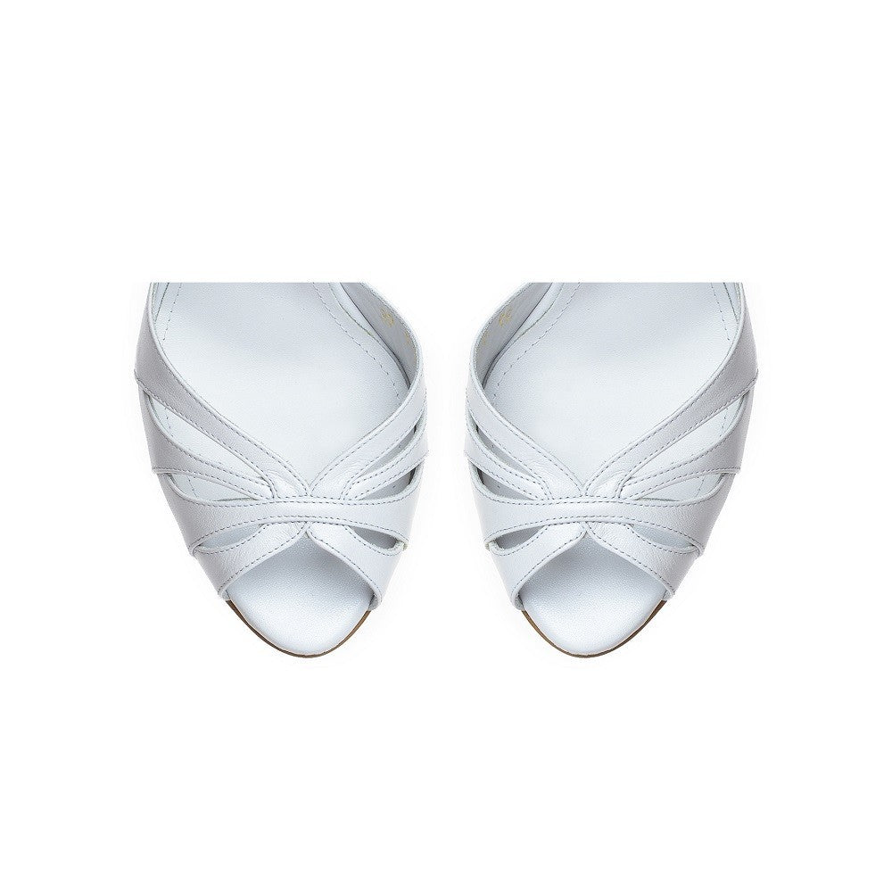 Pantofi mirese Guban 1586 nappa alb perlat