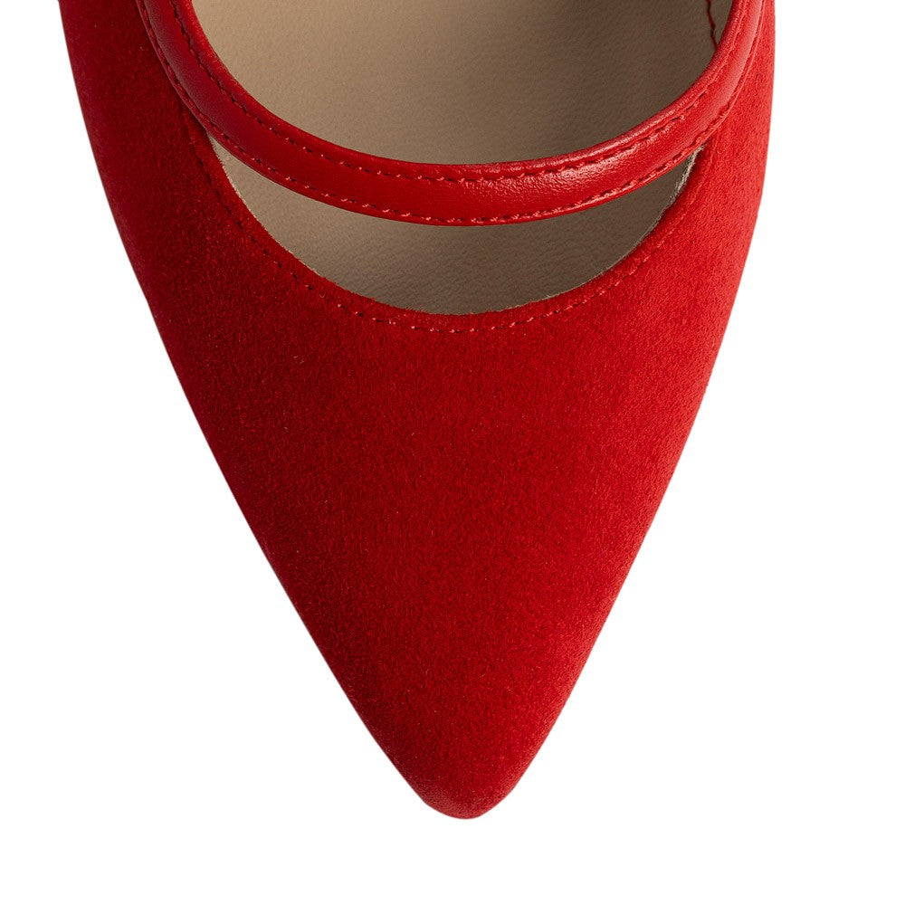 Pantofi dama Guban model 1462 velur rosu/nappa rosu