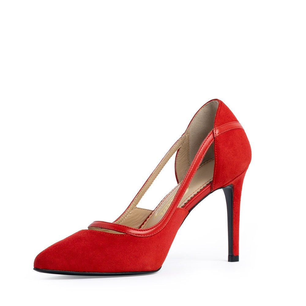 Pantofi dama Guban model 1462 velur rosu/nappa rosu