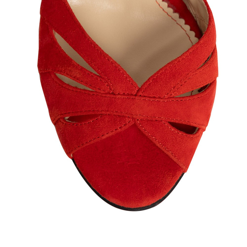 Sandale dama Guban model 1486/C piele velur rosu