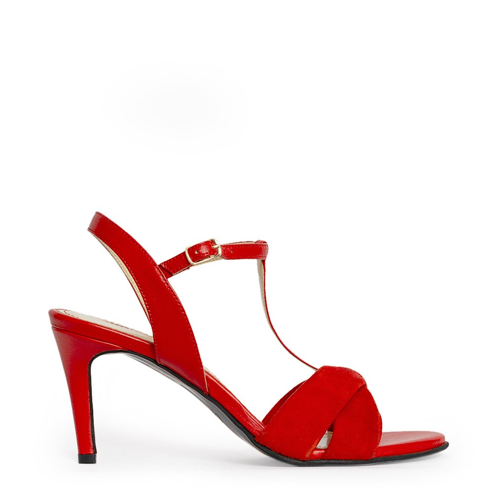 Sandale dama Guban model 1546 nappa rosu-velur rosu