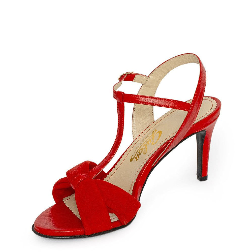 Sandale dama Guban model 1546 nappa rosu-velur rosu