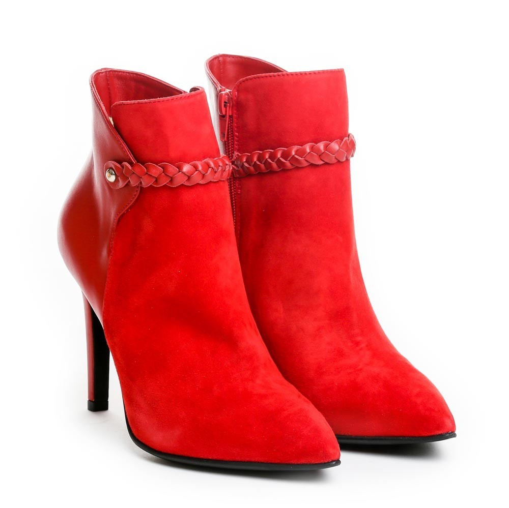 Botine dama Guban 1107/C nappa rosu/ velur rosu