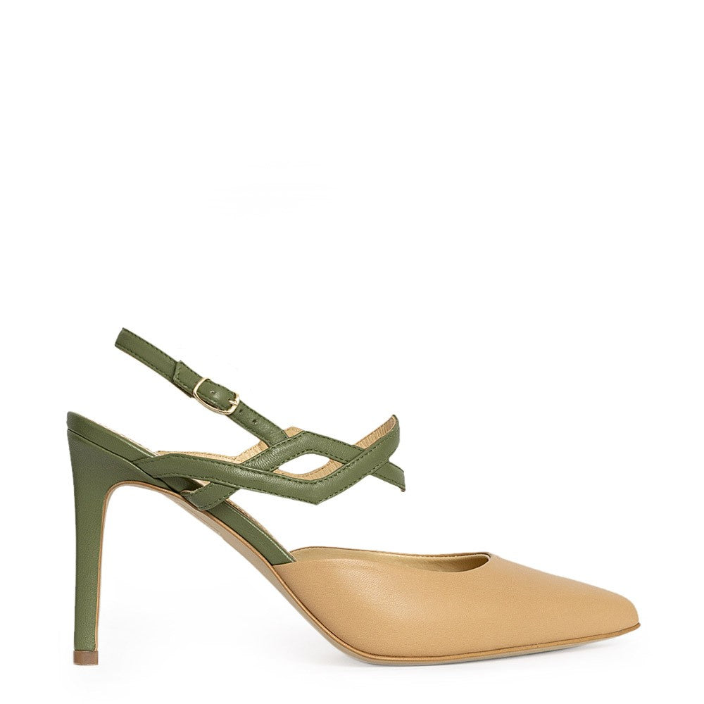 Pantofi decupati Guban model 1465 piele nappa kaki-nappa camel