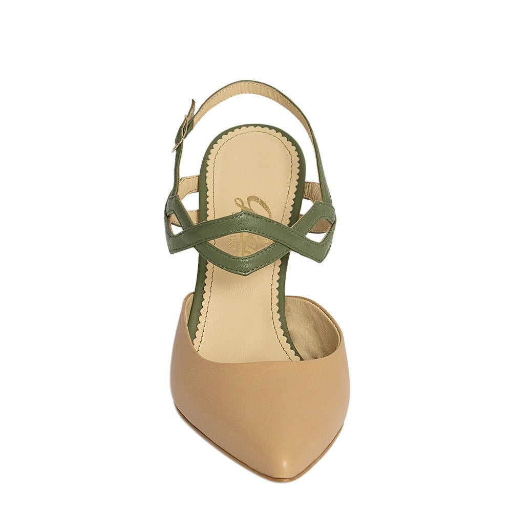 Pantofi decupati Guban model 1465 piele nappa kaki-nappa camel