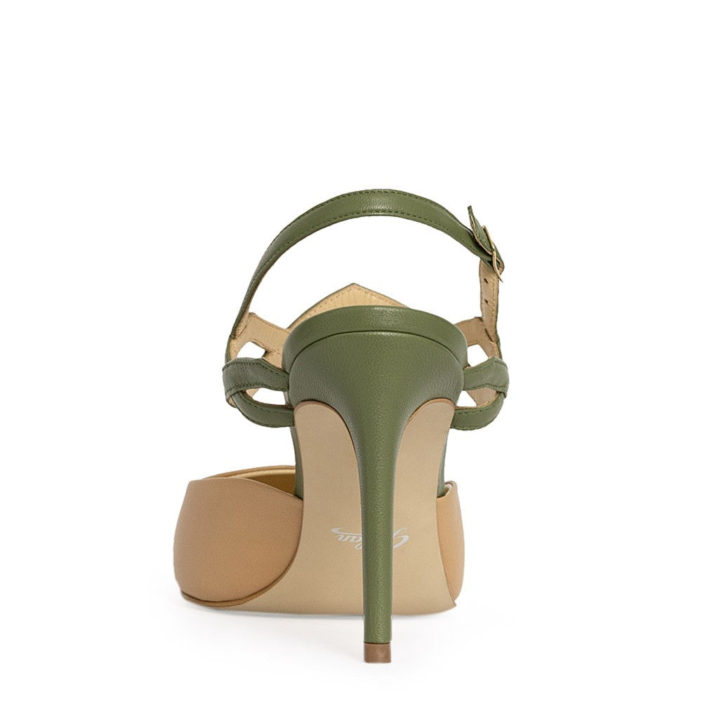 Pantofi decupati Guban model 1465 piele nappa kaki-nappa camel