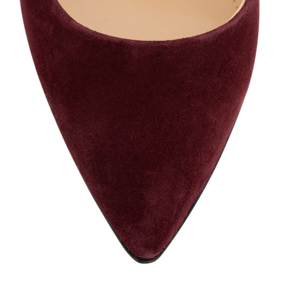 Pantofi decupati Guban model 1495 piele nappa roz-velur bordo