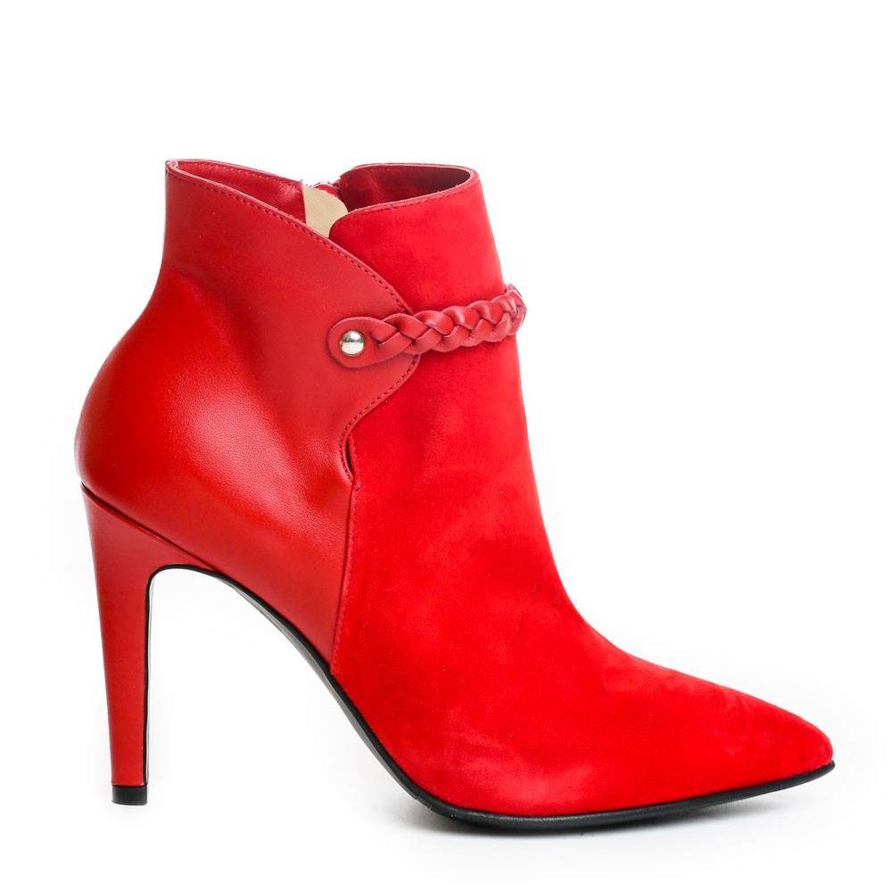 Botine dama Guban 1107/C nappa rosu/ velur rosu