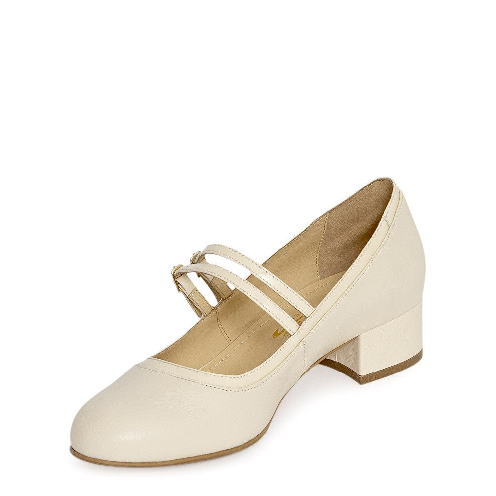 Pantofi dama Guban model 3643 piele nappa crem/lac crem