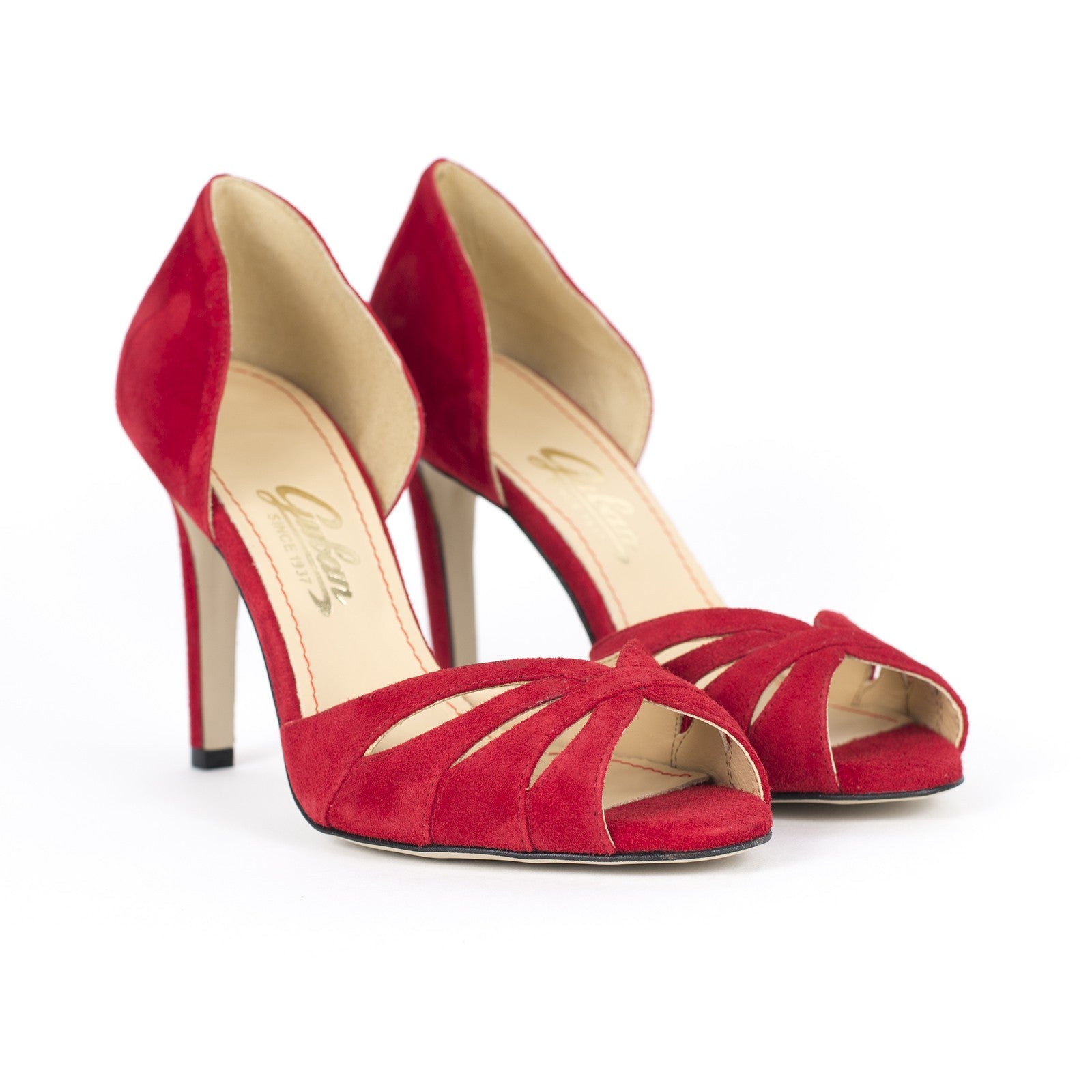 Pantofi dama Guban 1586-6 piele velur rosu