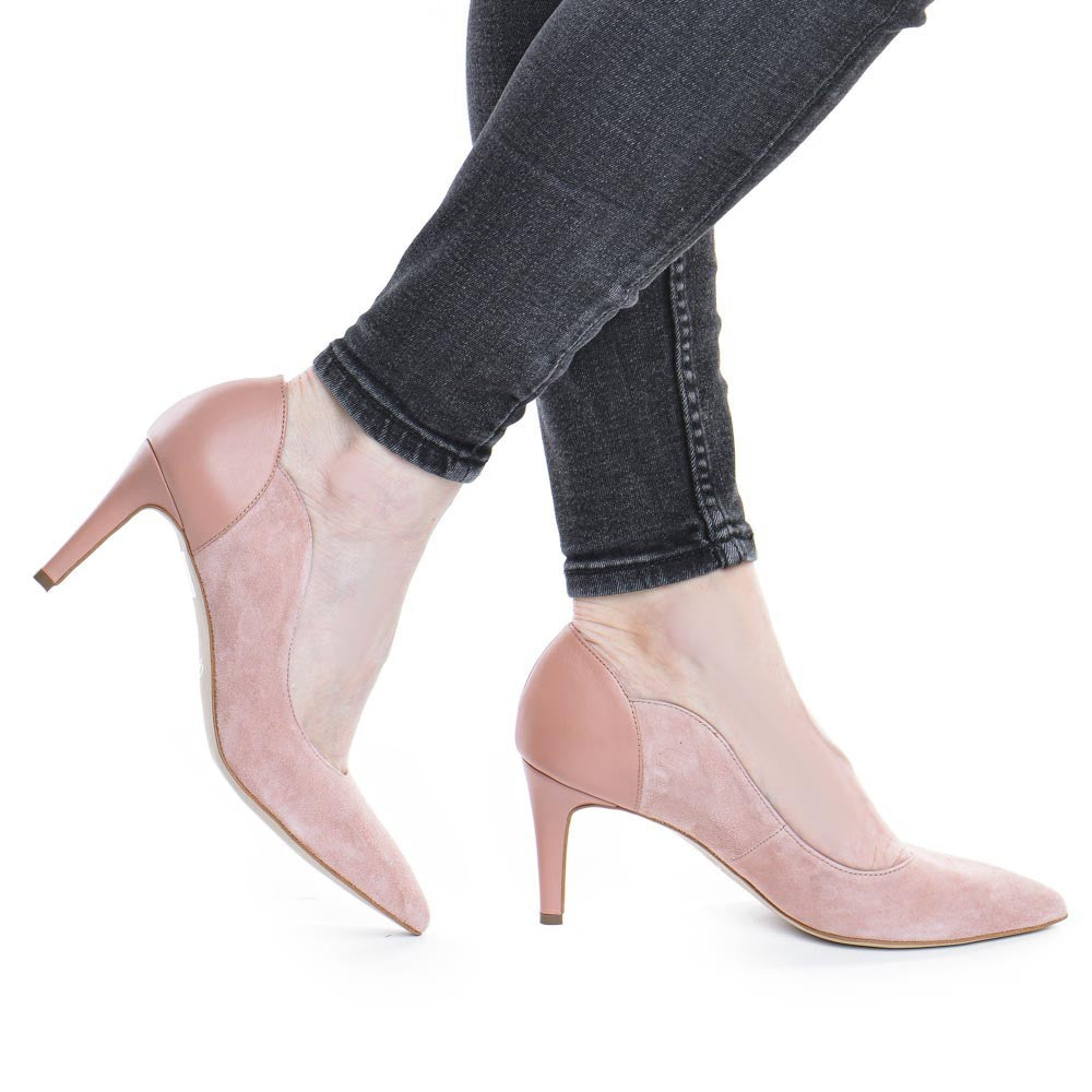 Pantofi de dama Guban 1342 velur somon/nappa roz