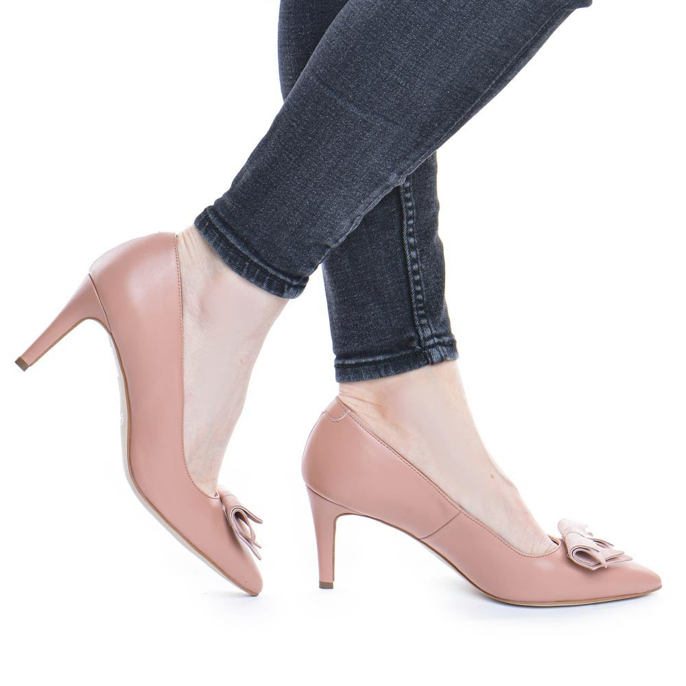 Pantofi de dama Guban 1341 nappa roz/velur somon