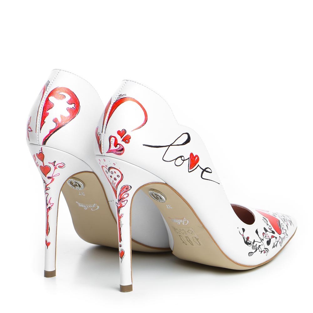 Pantofi dama Guban 1250 piele nappa alb "Valentine's Day 2022"
