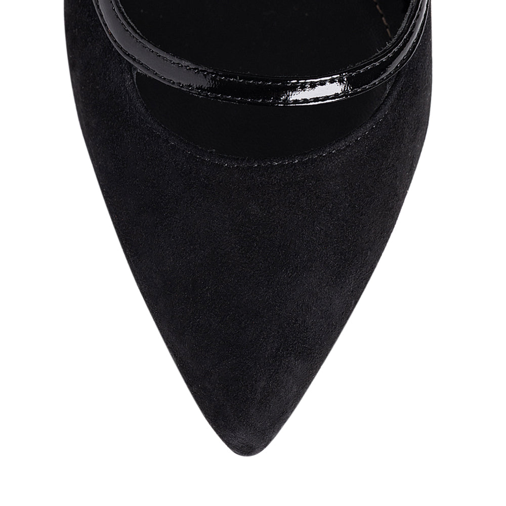 Pantofi dama Guban model 1462 velur negru/naplac negru