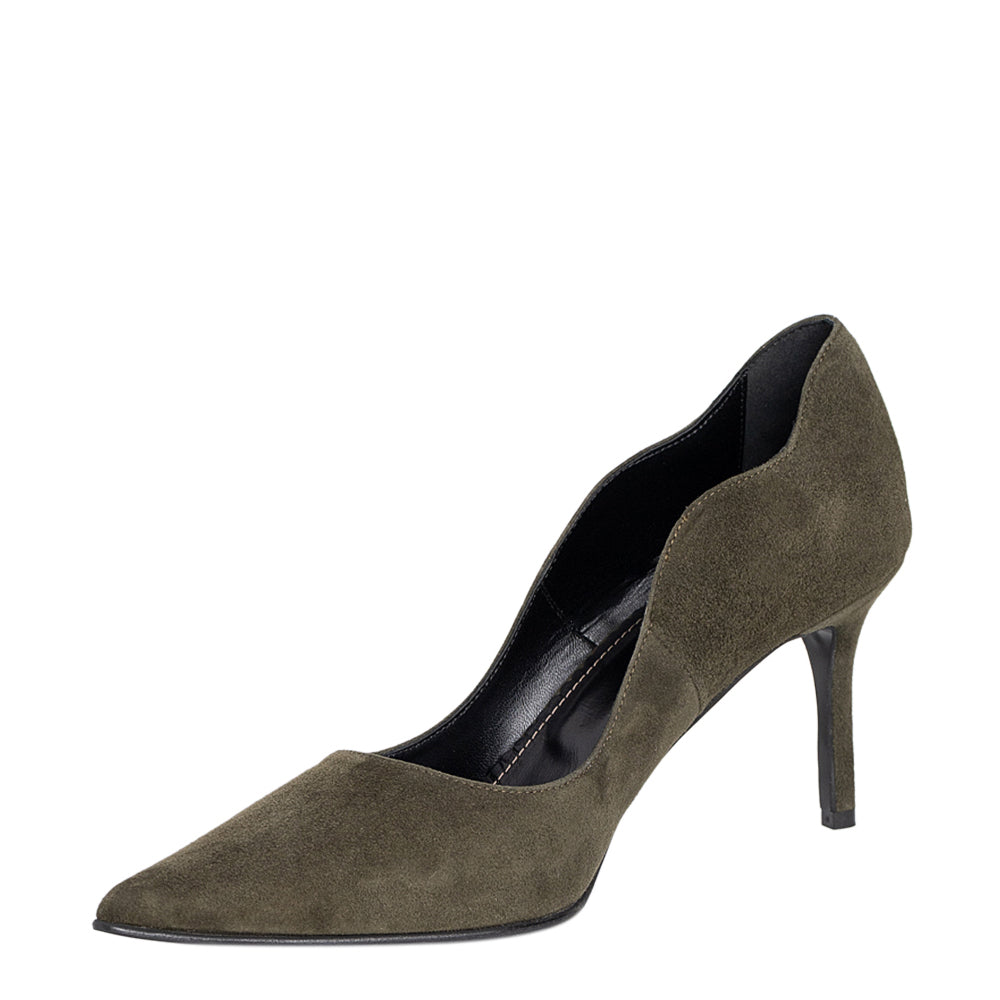 Pantofi dama Guban model 1531 piele velur olive
