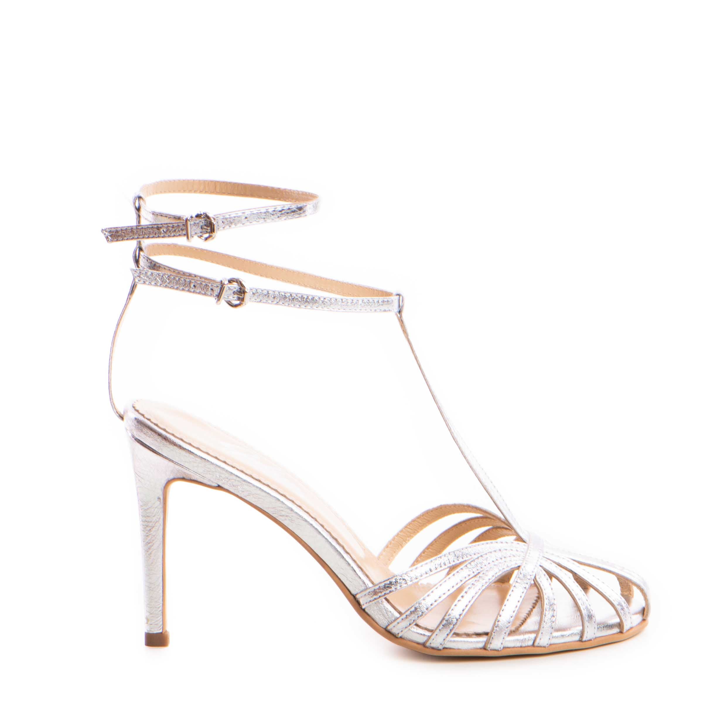 Sandale dama Guban model 1549 nappa kristal argintiu