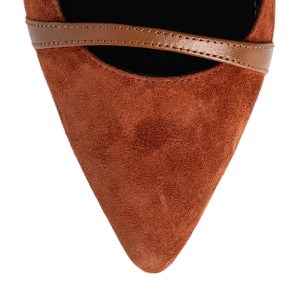 Pantofi dama Guban model 1565 velur caramiziu/nappa coniac