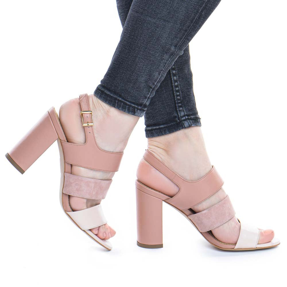 Sanda dama Guban 3578 nappa roz/velur somon/nappa roz