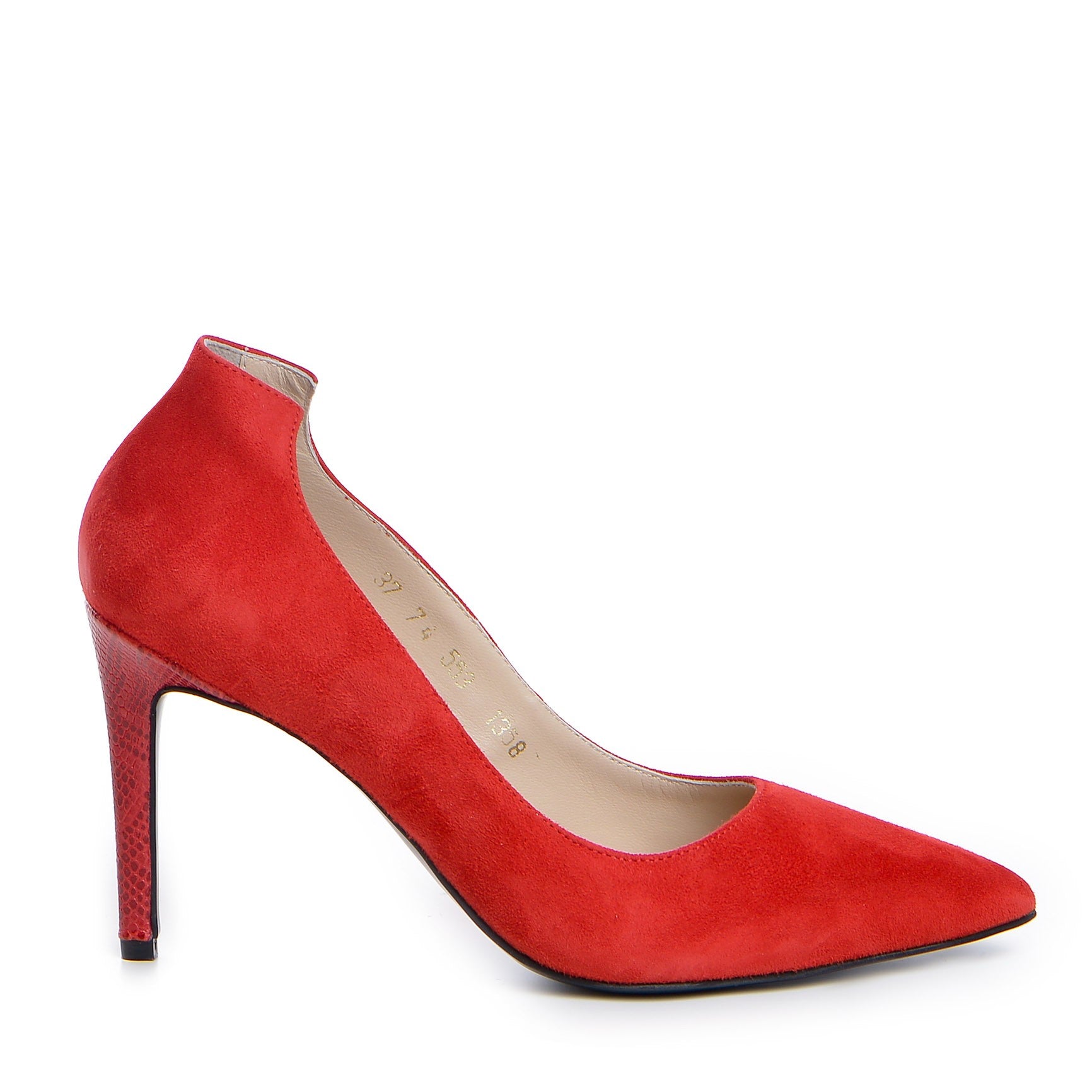 Pantofi dama Guban 1358 velur rosu/sarpe rosu