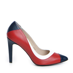 Pantofi dama Guban 1179 nappa rosu/nappa bleumarin/nappa alb