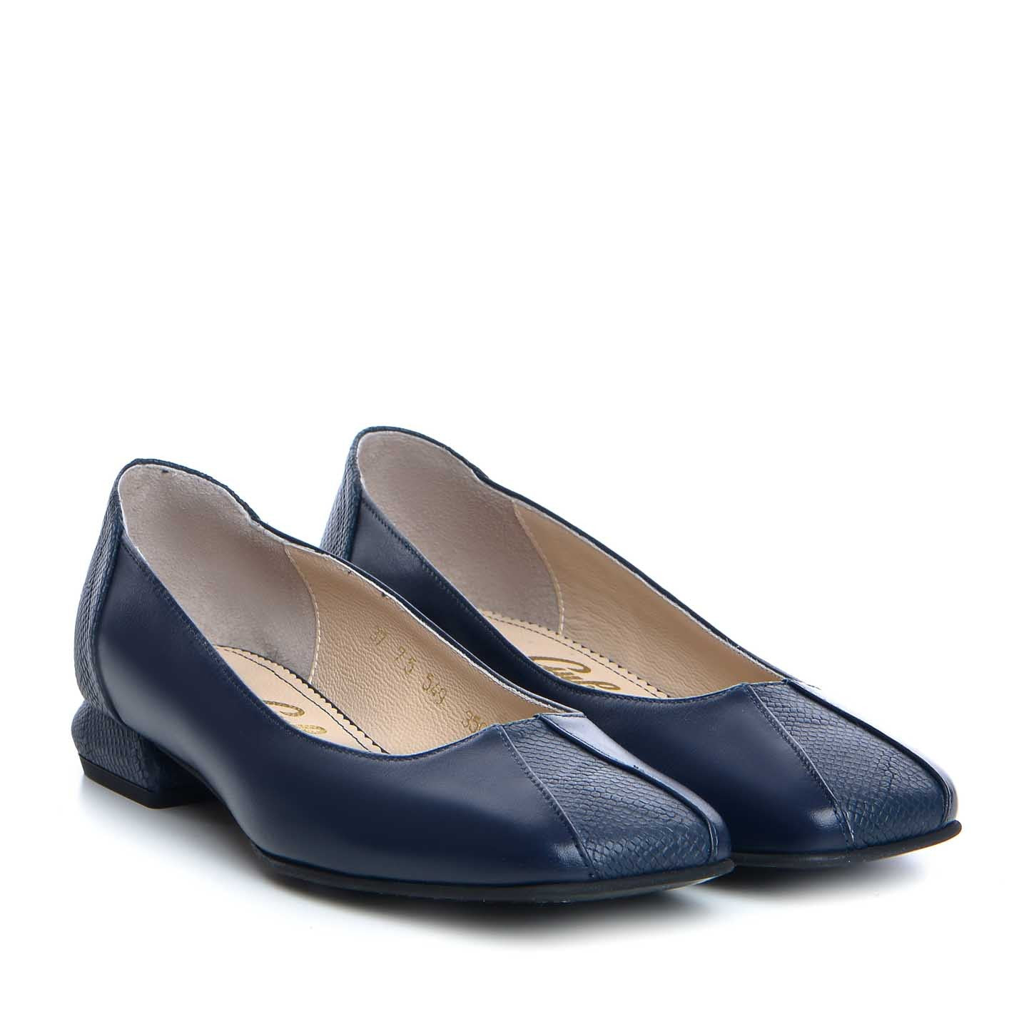 Pantofi dama Guban 3594 nappa bleumarin/sarpe bleumarin