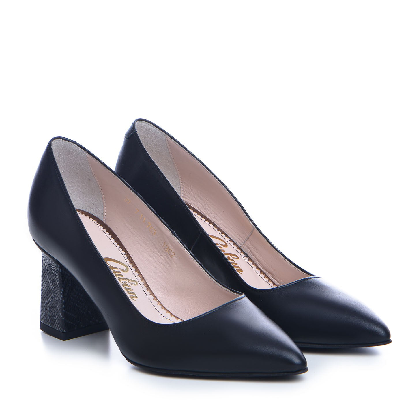 Pantofi dama Guban 1362 nappa negru/sarpe negru