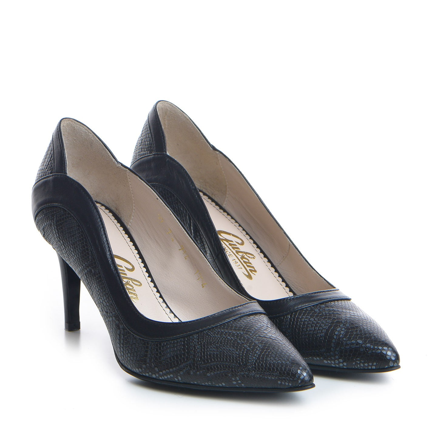 Pantofi dama Guban 1354 piele sarpe negru/nappa negru