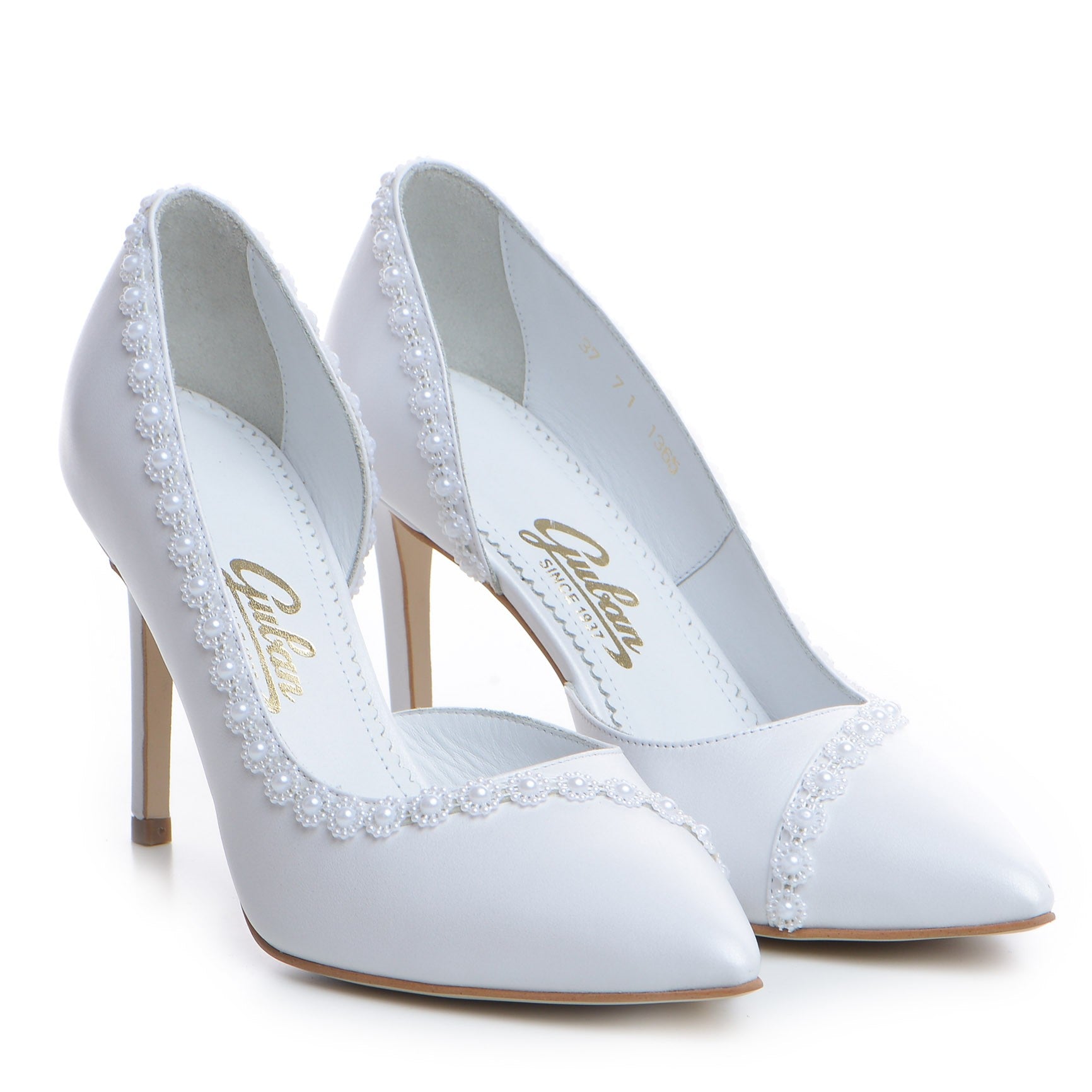 Pantofi mirese Guban 1367 nappa alb perlat