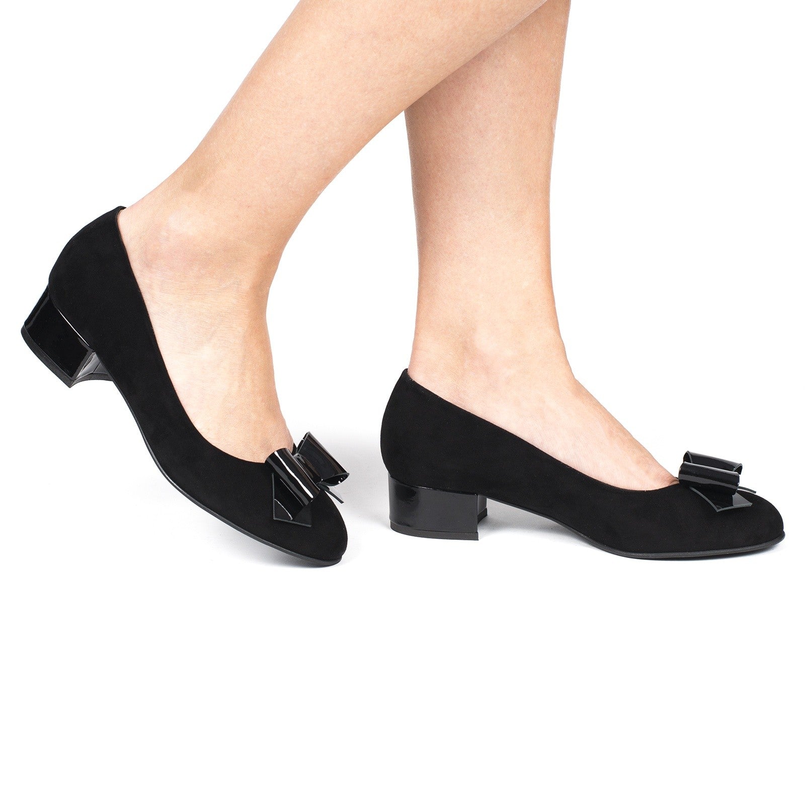 Pantofi dama Guban 3484 piele velur negru/lac negru