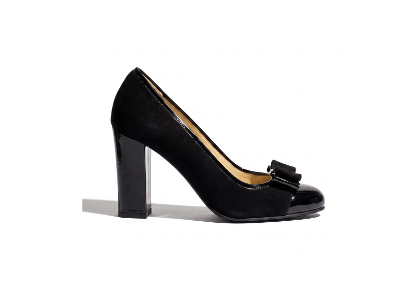 Pantofi 3687 Velur & Lac Negru