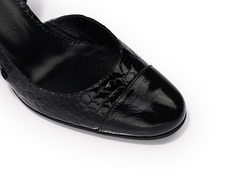 Pantofi 3639 Naplac Negru & Lac Croco