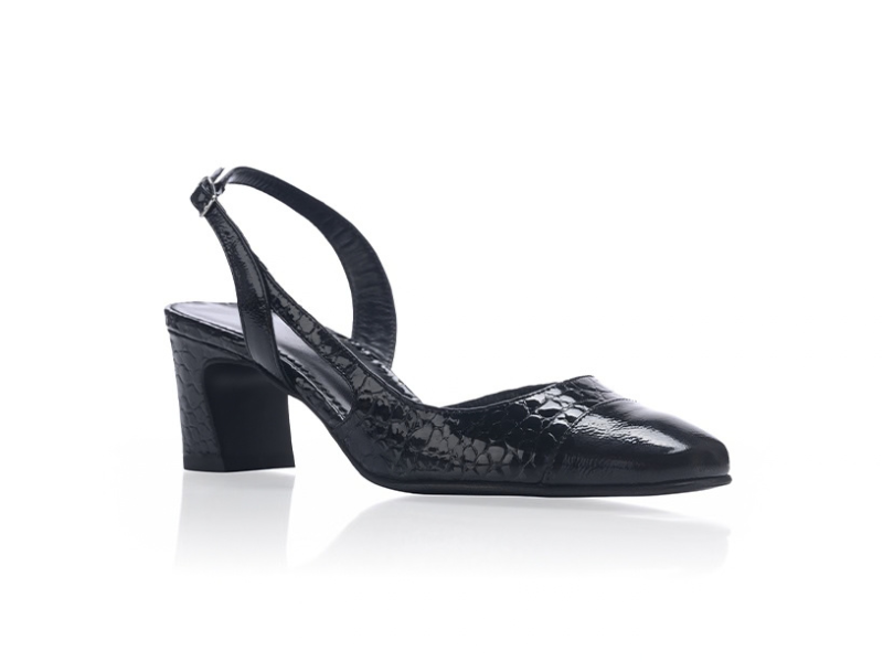 Pantofi 3639 Naplac Negru & Lac Croco