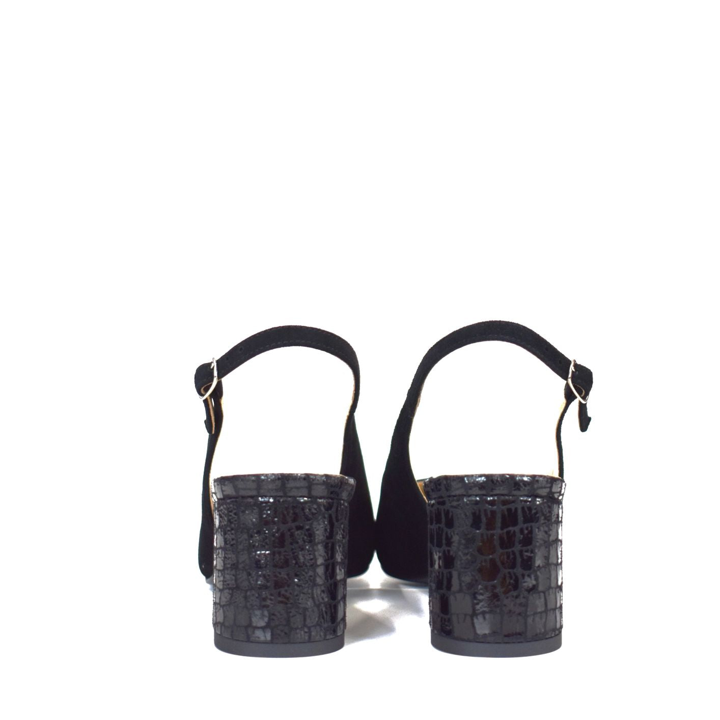 Pantofi dama Guban model 3669 piele velur negru - nappa croco negru