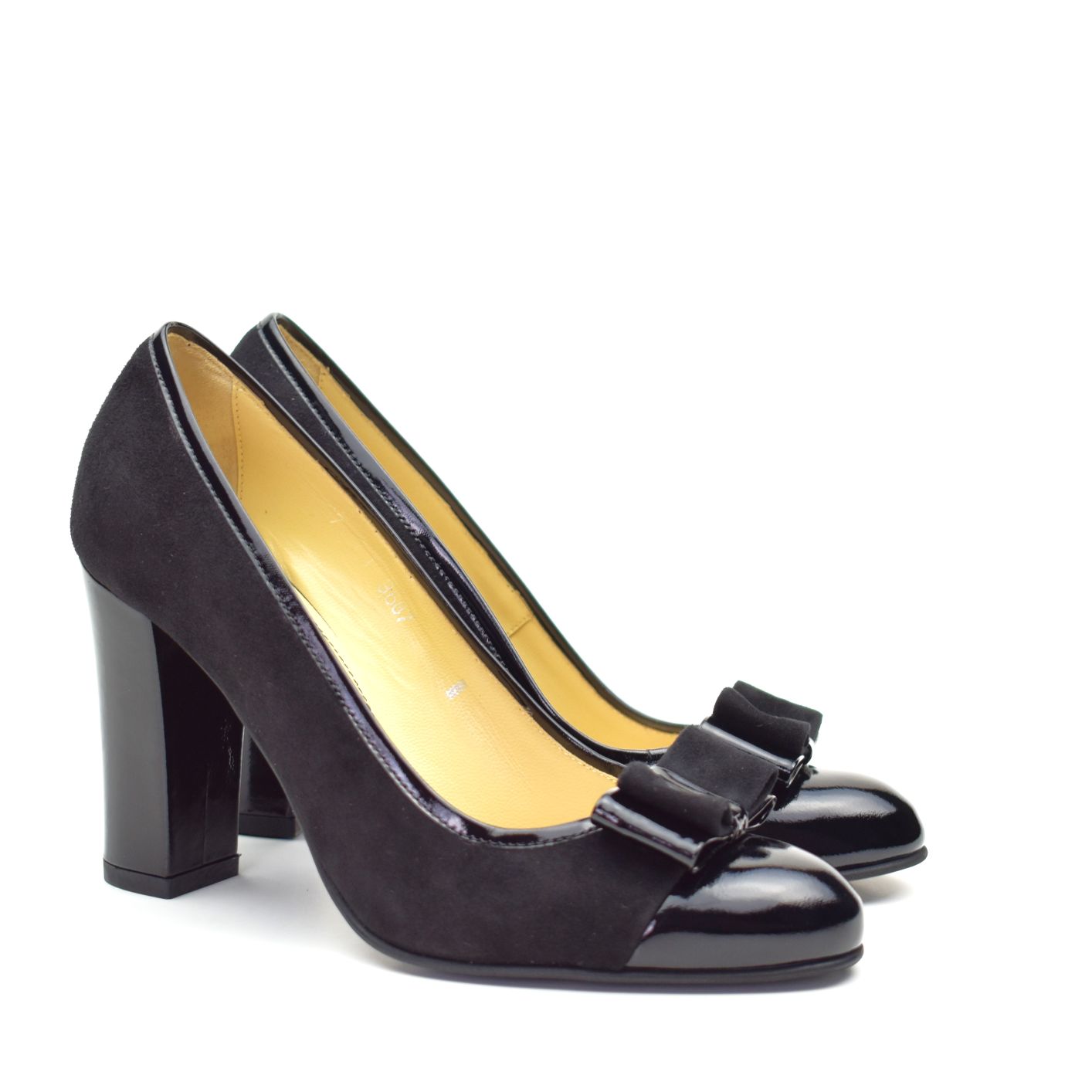 Pantofi dama Guban model 3687 piele velur negru - lac negru