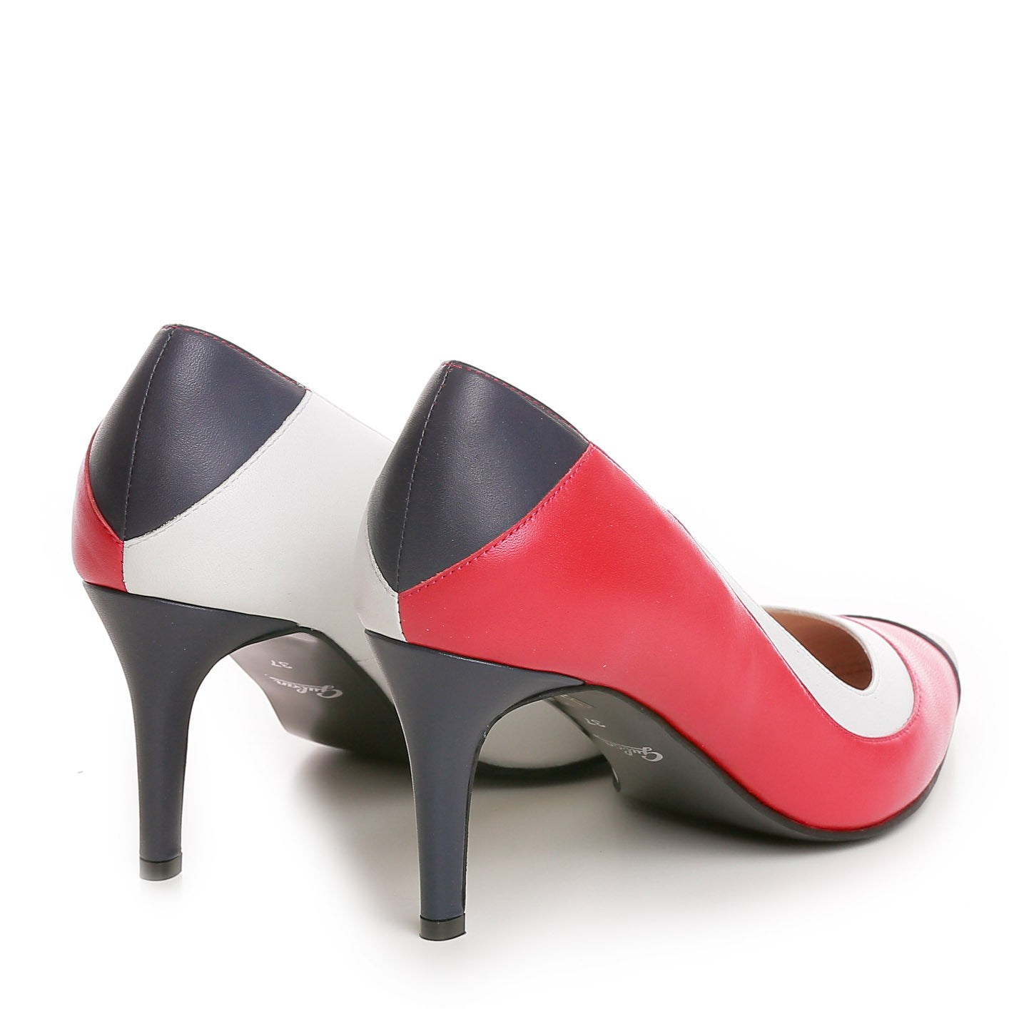 Pantofi dama Guban model 1402 piele nappa alb/rosu/blu