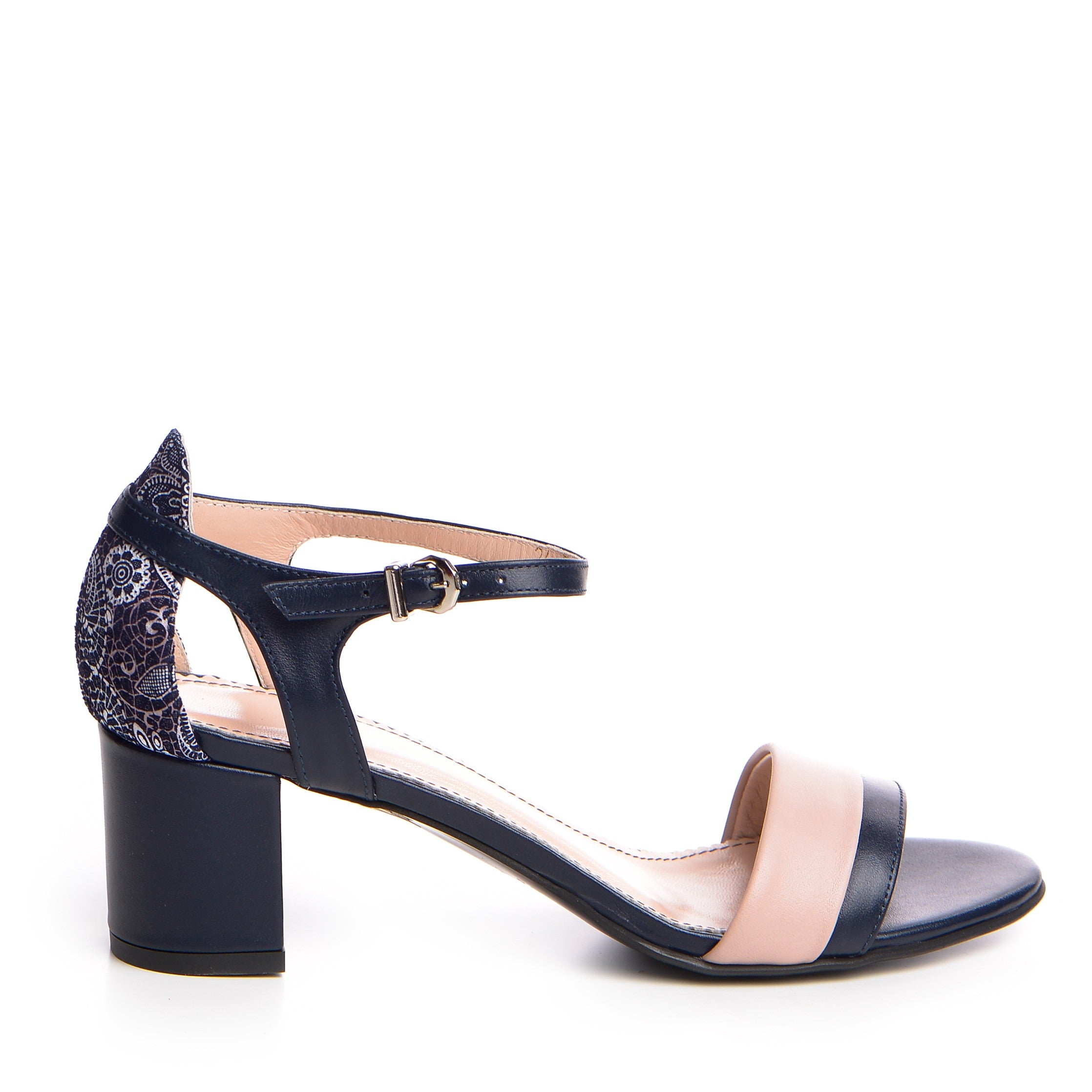 Sandale dama Guban model 3602 nappa bleumarin/roz